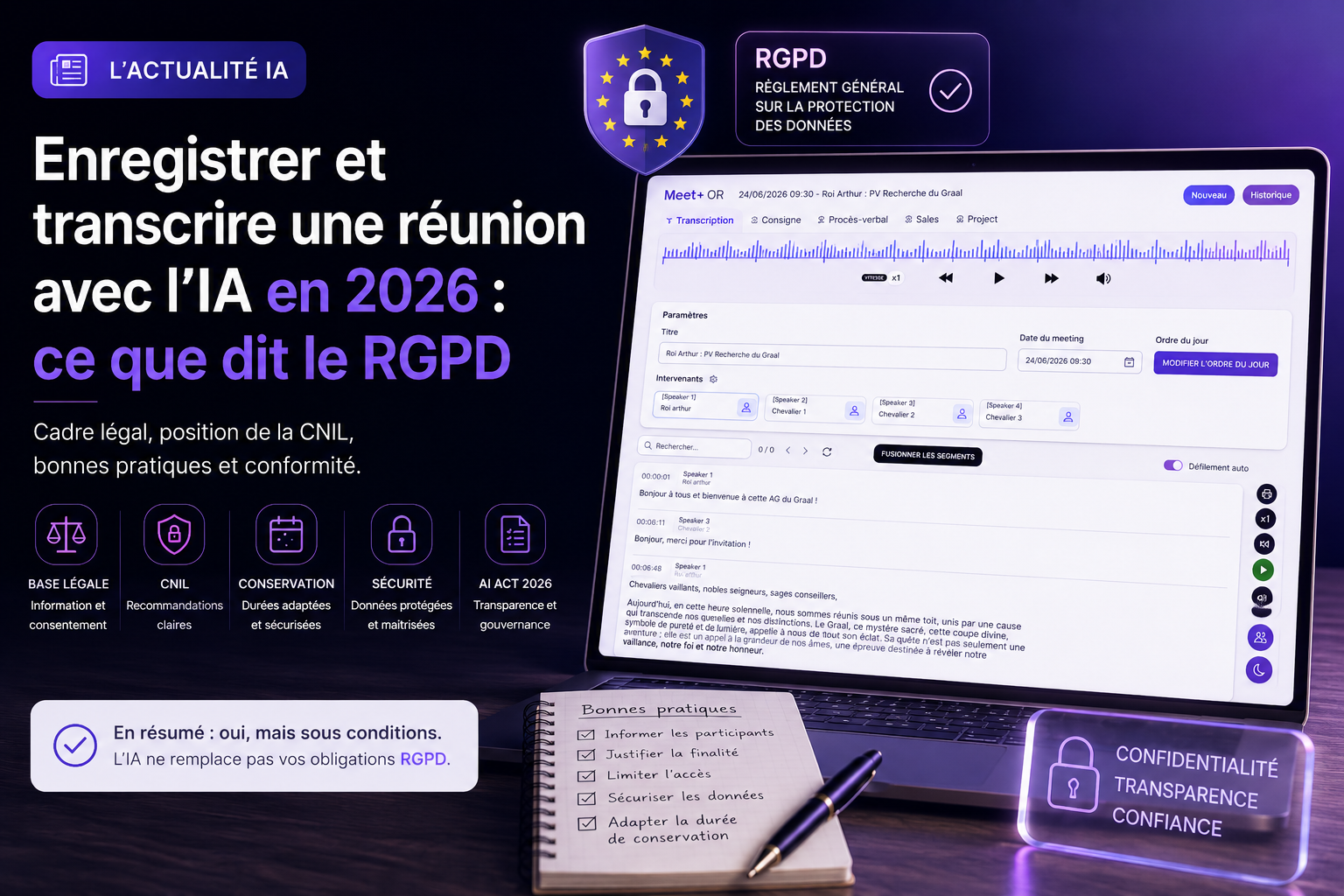 Enregistrer et transcrire une réunion avec l'IA en 2026 : ce que dit le RGPD
