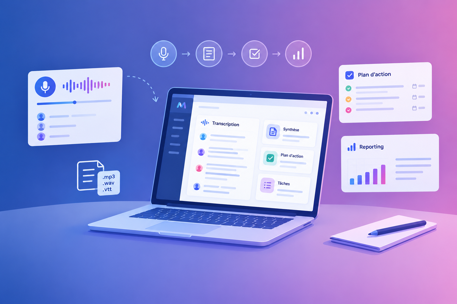 IA et réunions de gestion de projet : comptes rendus, plans d'action et reporting avec Meet+ Project