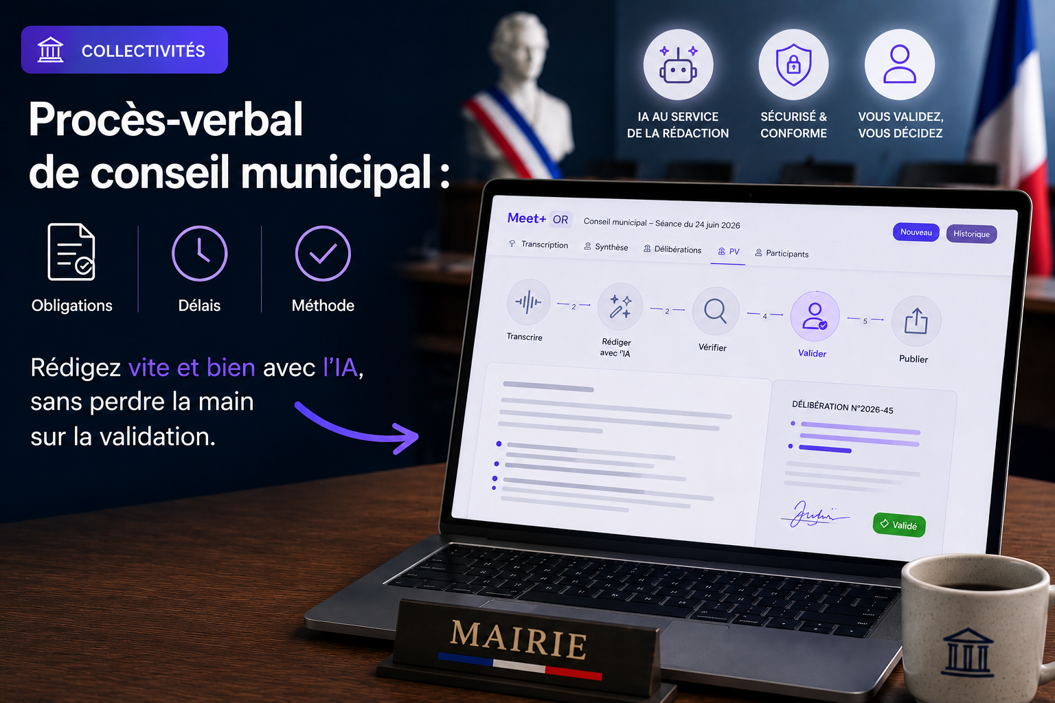 Procès-verbal de conseil municipal : comment le rédiger vite et bien avec l'IA